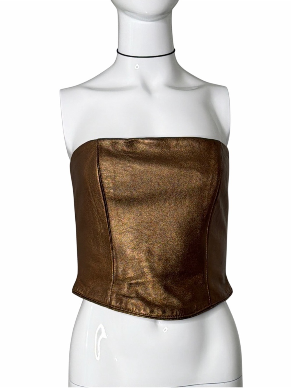 Vintage Gigi Clark Metallic Bronze Strapless Corset Top Gold Copper 2